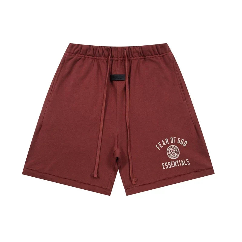 Fear of God Essentials Badge Print Athletic Shorts – Brick Red